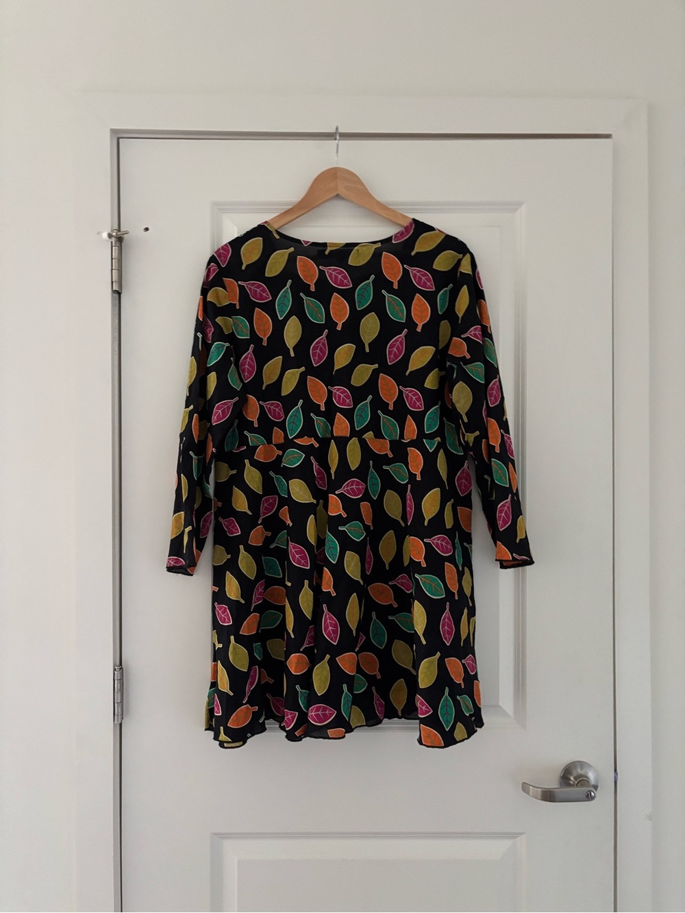 Gudrun Sjodgen Leaf Print Button Down Tunic Dress Cotton Lagenlook - Picture 5 of 8